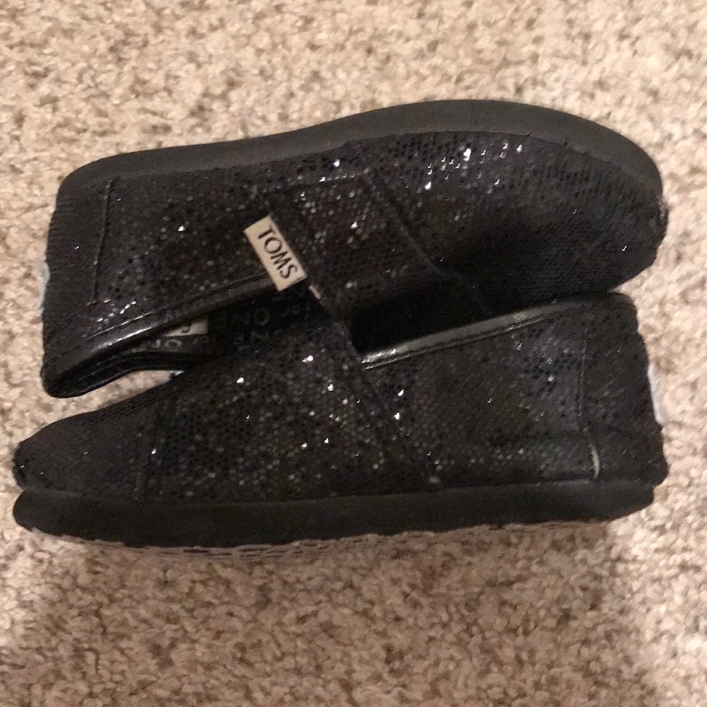 Kids toddler black sparkle glitter Toms size 7